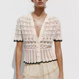 And Winter New Sweater Loose Beads Embroidered Bow Long-Sleeved Collar Collar Coat Women's