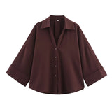 New Women's Fashion Set Simple Linen-Blend Long-Sleeved