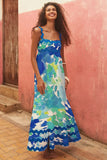 Toloer Southeast Asia New Small Flower Wave Sling Skirt High-End Temperament A-Line