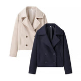 Autumn New Women's Loose Version Of Double Buckle Temperament Commuting Hair, Short Coat