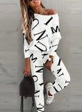 Letter Print Casual Shirt and Pants 2pc