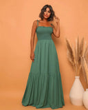Solid Color High Waist Thin Temperament Retro Swing Skirt Dress Dress Dress Light