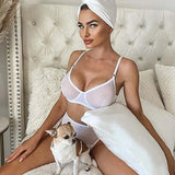 Push Up Underwire Sexy Lingerie Set Lace Mesh Sheer Bra Underwear Bra and Panty Set Thong High Waist