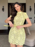 Summer Women's New Bow Belt Lace Dress Body And Hip