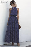 Long Dress Women Polka Dot Casual Beach Dresses Black Halter Strapless Yellow Sundress Vacation Dress Clothes For Women 319-0-Outfit