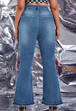 Blue High Waist Bell Bottom Baggy