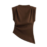 Women's Clothing 2025 Spring New New Fashion Folding Decoration Asymmetrical With Pad Shoulder Dress