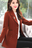 Winter Wool Jacket Womens Clothing Mid Long Double Breasted Woolen Coats Slim Wild Elegant Female Korean Outerwear