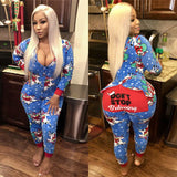 Womens Sexy Nightwear Christmas Pajamas Sleepwear Pyjamas fashion Romper new underwear casual printed Jumpsuit Set Xmas-Outfit