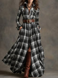 Women's Shirt Dress Digital Print Collar Long Sleeve Retro Dress
