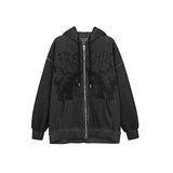 Dark Jacket Coat Print Angel Fairy Womens Hoodies Hip-hop Streetwear Harajuku Anime Women Coat Zipper Y2k Women