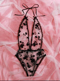 Sex Lingerie Sexy Black Mesh Perspective Tie With Hanging Neck Conjoined Women's