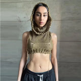 2025 Fashion Trend Women's New Hooded Sleeveless Umbilly Knitted Solid Color
