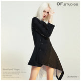 New Ruptures Inclined Buckle Waist Repair Body Spliced Striped Lining In The Long Suit Dress