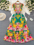 High-End Socialite Temperament Short-Sleeved Lapel Waist Show Thin A-Character Printed Shirt Dress-Outfit