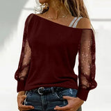 Fashion Woman T shirts Long Sleeve Tee Solid Colour Sexy Off Shoulder Tops Casual Streetwear Vintage Women Clothes