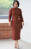 Turtleneck Cut Out Mature Midi