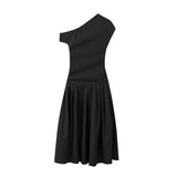 New Summer Dress With A High Waist And A Slim, Asymmetrical Long Dress In Solid Color-Outfit