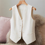 Vest Women's Vest Wearing 2025 Autumn Dress New Top Without Sleeves Short Shoulder Jacket