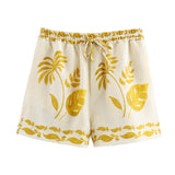 New Printed Blouse 3439193 Elastic Waist Shorts 3430193-Outfit