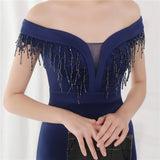 Fringe Tassels Off Shoulder Formal Mermaid Evening