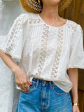And Summer New French Embroidery Small Shirt Women's Holiday Style Shenzhen South Oil Women's White Cotton Tops Women's