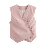 New Two-Color Oblique Cardigan Asymmetrical Fashion Vest-Outfit