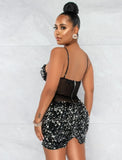 Sexy Strap Sleeveless Beading Mini Sheath Club