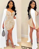 Beaded Sexy Mini Bodycon Dress with Long