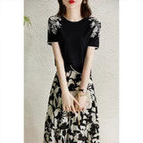Shoulder Embroidery Hook Flower Round Neck Pullover Sweater Summer New Loose Ice Silk Short-Sleeved T-Shirt Girl-Outfit