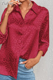 Spring Summer Womens Casual Button Up Shirt Long Sleeve Leopard Office Lady Print Shirts Female Cardigan Elegant