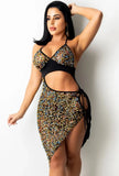 Party Sequins Cut Out Irregular Halter