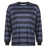 Crew Neck Striped Oversize Sweatshirt-Outfit