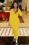 Ribbed Sexy Long Bodycon Dress with Full