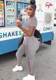 Tight Fitting Crop Top and Pants Casual Two Piece