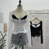 Eager Heavy-Working Transduce Mesh Lace Spliced Ribbon Ribbon Strap Chest Pad Tector Blouse
