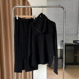 Women's Knit 3 Piece Set Twist Wool Sweater + Scarf + Midi Skirt 2022 Winter New Korean Sleeve
