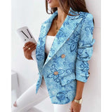 For Women Plaid Jacket Fashion Long Sleeve Double Breasted Printed Blazer Beige Blazer Women Blazer Jacket Office Suit-Outfit