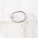 New Hollowed-Out Embroidery With Belt Short Dress 4877010-Outfit