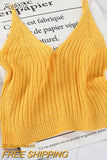 Cotton Women Strappy Camis Knitted Solid Candy Tank Tops V-Neck Cute Crop Tops For Women Summer