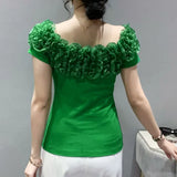 Sexy High Quality Cotton Ruffled Shirt Women Tops Short Sleeve Blouse 2023 Slim Blusas Chic Top New Blouse Clothes