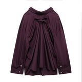 Women's Clothing 2025 Spring New Temperament Fashion Back Folding Loose Long-Sleeved Casual