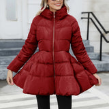 2023 New Style Design Feeling Repair Collar Girl Medium And Long Style Thickened Waist Cotton Coat-Outfit