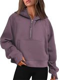 Autumn And Winter New Fashion Leisure Sports Half Zipper Hooded Short Plus Velvet