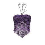 Summer New Sexy Hot Girl Blouse Temperament Slim Hanging Neck Flocking Sling With Chest Vest Girl-Outfit