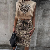 Set With Skirt Solid Slim Ladies Skirts Suit Sleeveless Sweatshirt Crop Tops And Split Lace Up Bottom 2021 Summer