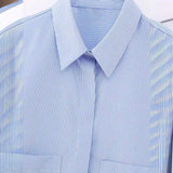 Women's Wear New Striped Poplin Short Shirt 3615180-Outfit