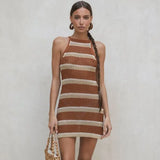 Knitted Beach Dress Women Bikini Cover Up Female Sexy Sleeveless Holiday Skirt Summer Beach Cover Up Swimsuit Blouse