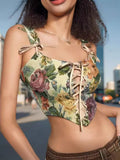 Trend Women's Wear Square Collar Hot Strap Small Vest Printed Top Slim Halter Top-Outfit