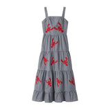 Toloer 2024 New Women's Fashion Casual Cotton Embroidered Sling Dress-Outfit